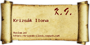 Krizsák Ilona névjegykártya